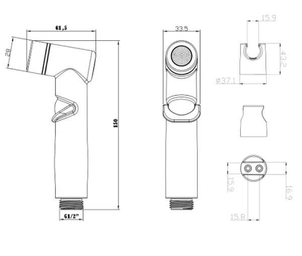 Гигиеническая лейка Lemark LM8088GM графит фото