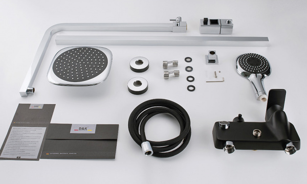 Душевая система (стойка) D&K Technische Berlin DA1433715A02 хром/черный фото