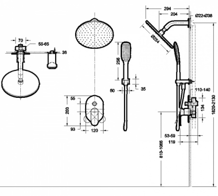 Душевая система скрытого монтажа Bravat Gina F865104C-A-ENG фото