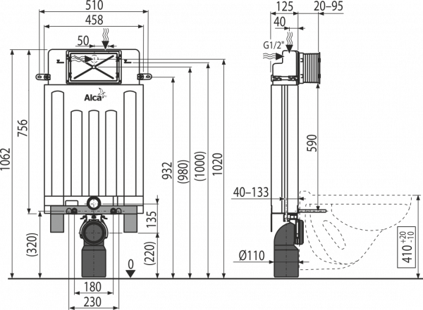 Бачок скрытого монтажа AlcaPlast Alcamodul AM100/1000 фото