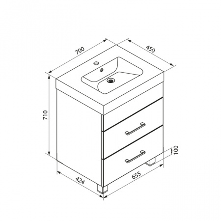 Тумба с раковиной Iddis New Custo NCU70W0i95K фото