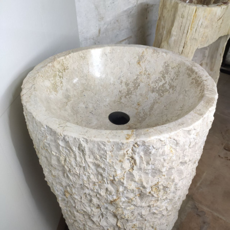 Раковина напольная из мрамора Cream MN-01496 (53*53*91) фото