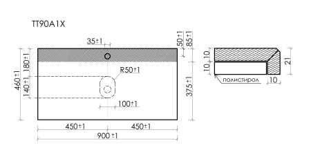 Столешница с отверстием под смеситель Sancos TT90A1X 90 см, black sky фото