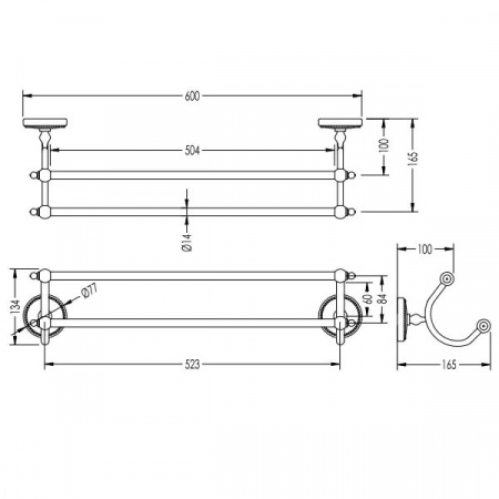 Полотенцедержатель двойной Devon & Devon Dorothy DOR412OT золото фото