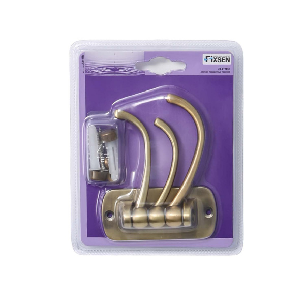 Крючок для ванной тройной поворотный Тройной Fixsen Antik FX-61105C фото