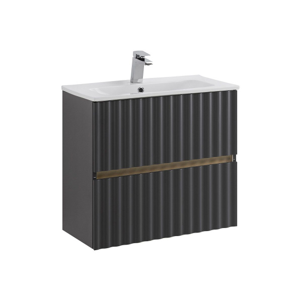 Тумба под раковину Art&Max Elegant AM-ELEGANT-600-2C-SO-GM-LED серая матовая / с подсветкой фото