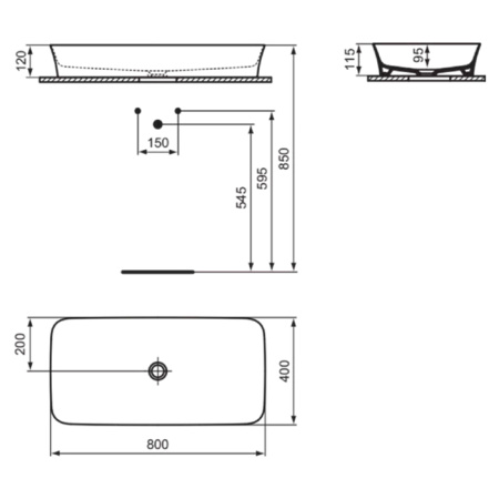 Накладная раковина Ideal Standard Ipalyss E139101 80x40 фото