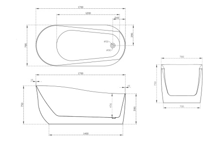 Ванна акриловая Abber AB9491-1.7 170x78 фото