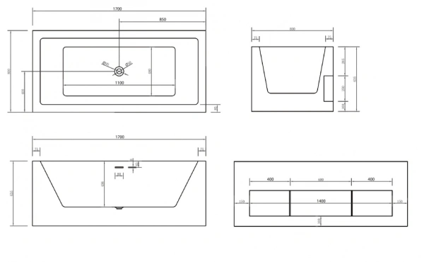 Ванна акриловая с нишей Abber AB9339-1.7 170x80 фото