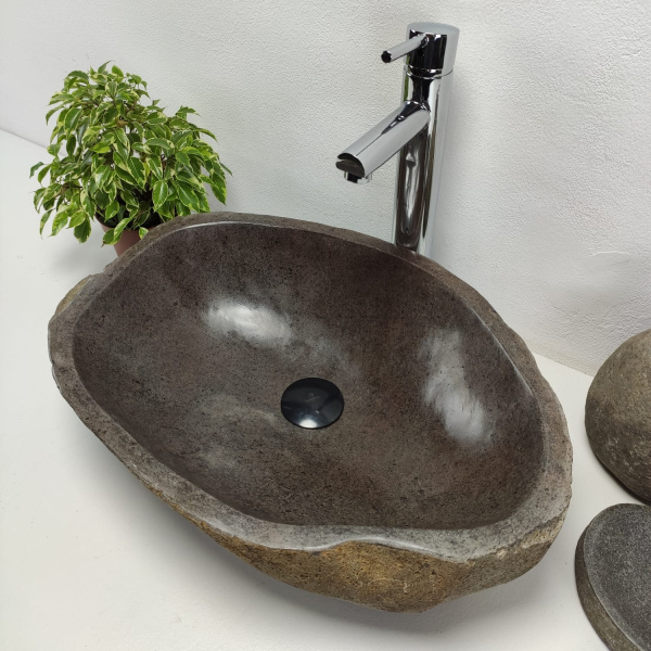 Накладная раковина из речного камня RS0900 (53*37*15) фото