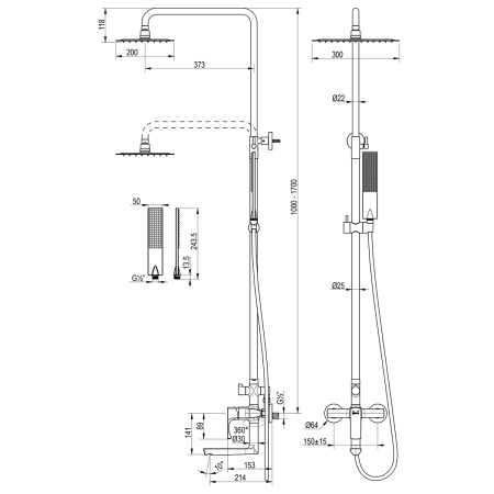 Душевая система Lemark Ursus LM7262BG фото