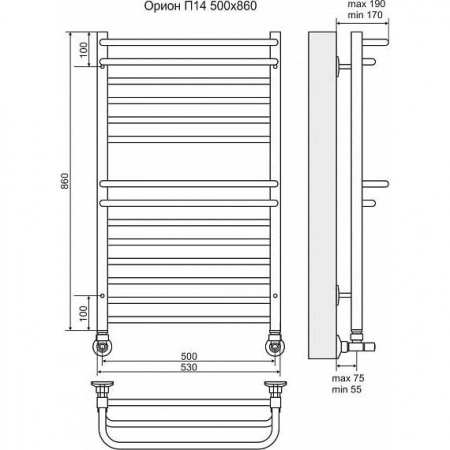 Водяной полотенцесушитель Terminus Орион П14 4620768888588 500х860 фото