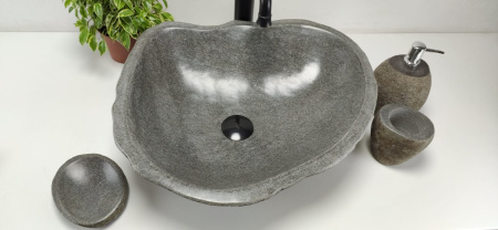 Накладная раковина из речного камня RS0879 (50*44*15) фото