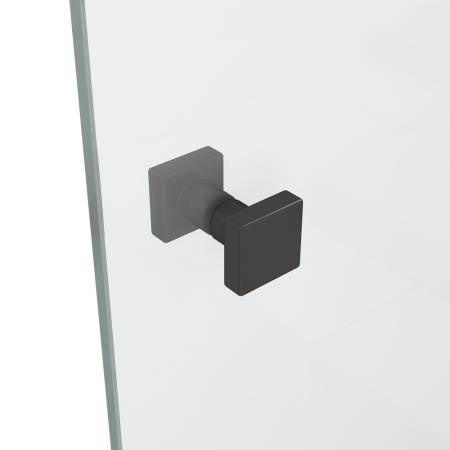 Стеклянная шторка на ванну распашная D&K Matrix DG1109025 90 см черная матовая прозрачное стекло фото