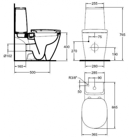 Унитаз Ideal Standard Connect E803601 с бачком SCAN E717501 фото