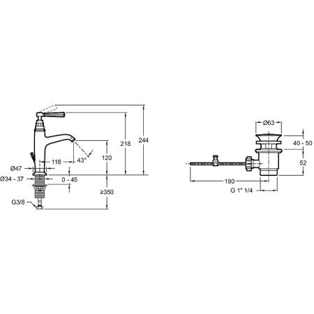 Смеситель для раковины Jacob Delafon Cleo1889 E24307-BGG золото фото