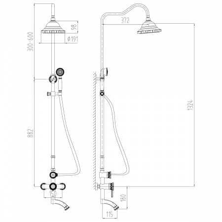 Душевая система (стойка) Lemark Jasmine LM6662ORB фото