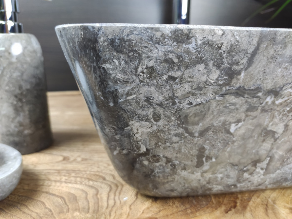 Раковина из мрамора Indo Square Grey Medium MS-00190 фото