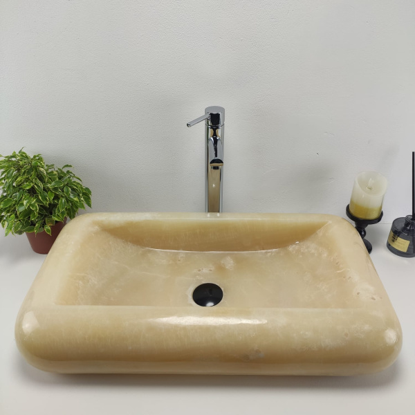 Накладная раковина из оникса Kotak Luncur bibir Yellow KL-00865 (70*40*15) фото