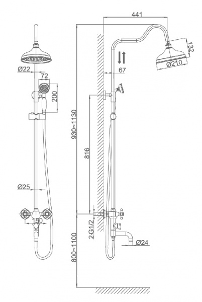Душевая система (стойка) D&K Hessen Hercules DA1424741D08 фото