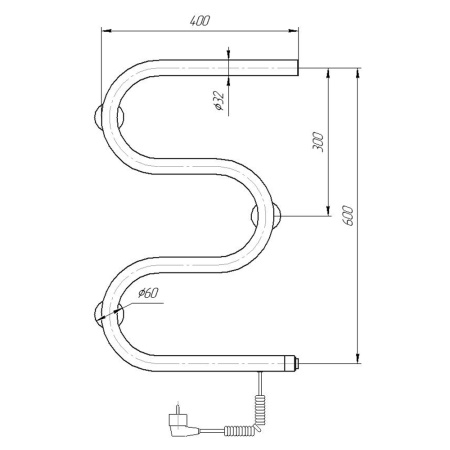 Полотенцесушитель электрический Domoterm М-образный DMT 107-32 60x40 EK R фото