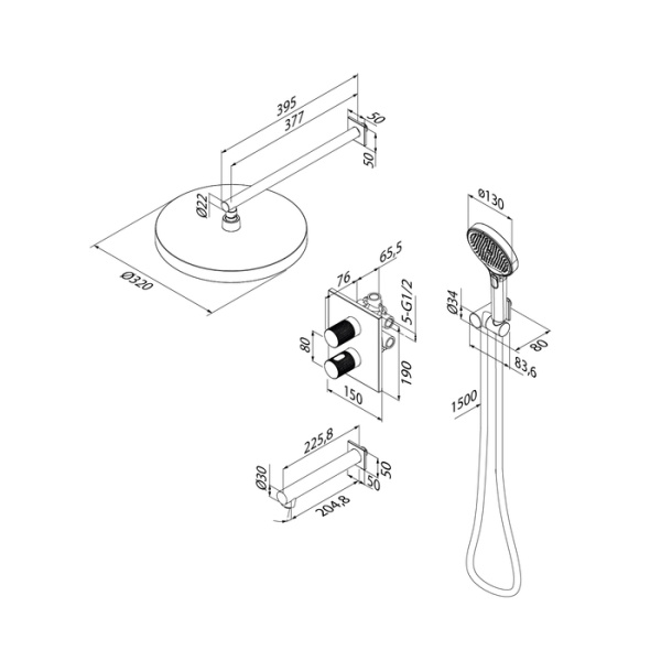 Душевая система скрытого монтажа с термостатом Iddis Duna DUNMGSTi68 матовое золото фото