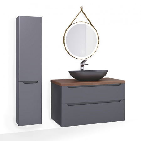 Тумба под раковину Jorno Wood Wood.01.100/P/GR 100 см серый фото