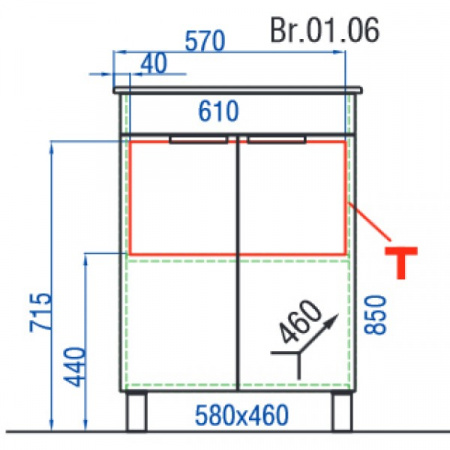 Тумба с раковиной Aqwella Бриг 60 Br.01.06/W фото