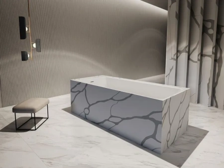 Ванна из искусственого камня Abber Blitz AS9502GB 180x80 белый мрамор фото