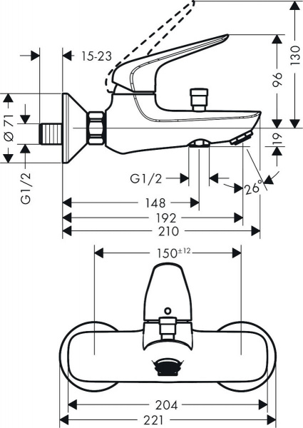 Смеситель для ванны с душем Hansgrohe Novus 71040000 фото
