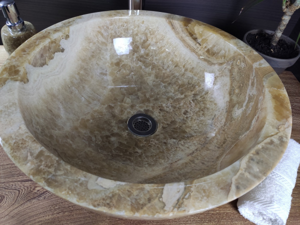 Накладная раковина из оникса Indo Bowl Sunset Medium BO-00019 фото