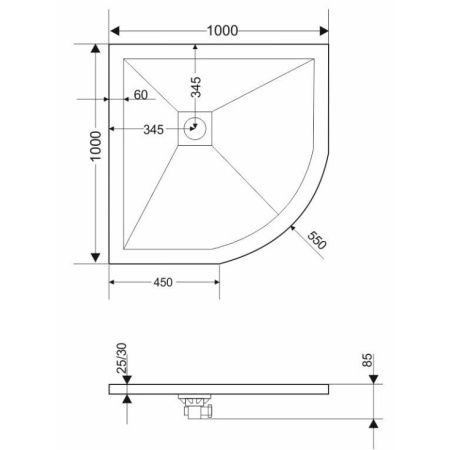 Душевой поддон из литого мрамора Grossman Strong GR-S1100100 100x100 фото