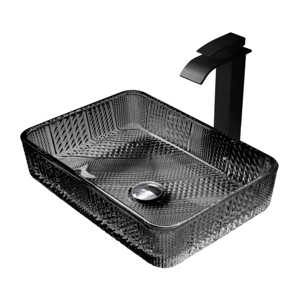 Накладная раковина стеклянная Abber Glas AK2312B 46x33 черная фото