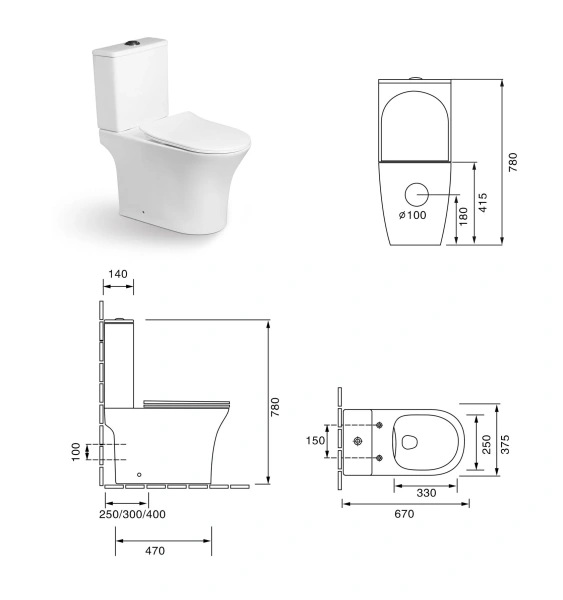 Унитаз напольный безободковый SantiLine SL-5022 с сиденьем фото