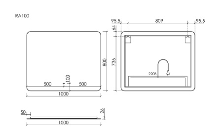 Зеркало с подсветкой Sancos Ray RA1000 100x80 фото