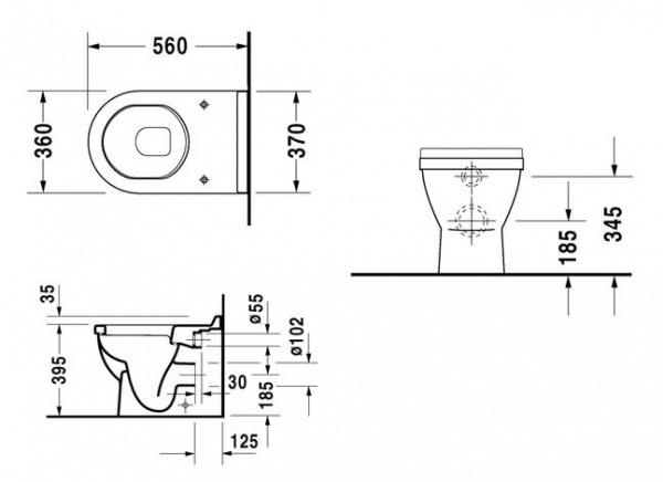 Унитаз приставной Duravit Starck 3 0124090000 фото