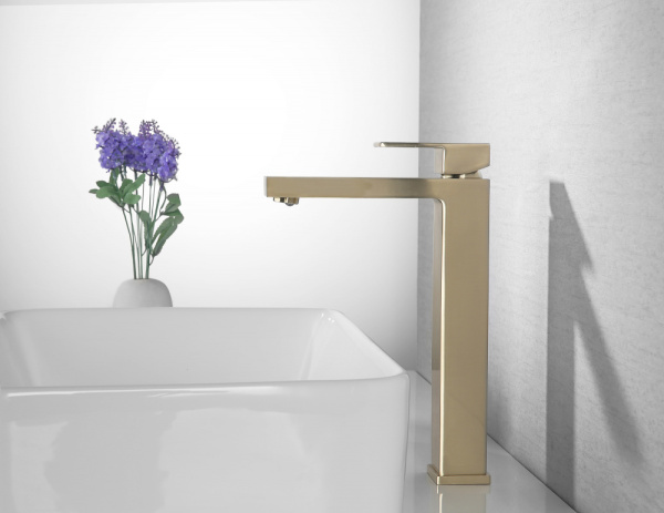 Высокий смеситель для раковины Abber Daheim AF8211G золото матовое фото