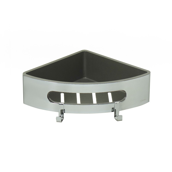 Металлическая полка угловая Lemark Shelf Line 9771046 хром/вставка-пластик графит фото