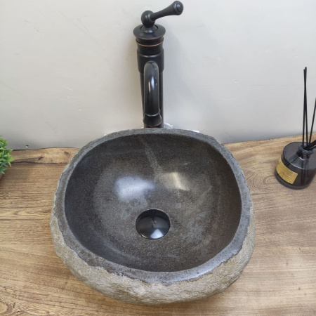 Накладная раковина из речного камня RS01148 (33*34*15) фото