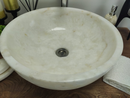 Накладная раковина из оникса Indo Bowl white Medium TinLip BO-00508 фото