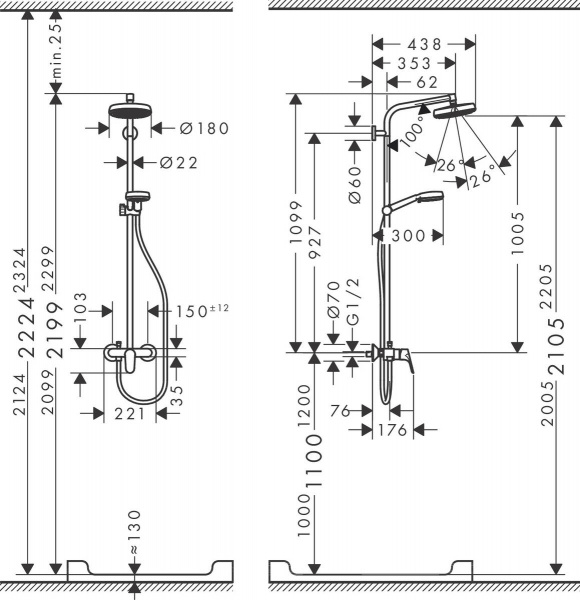 Душевая система (стойка) Hansgrohe Crometta 160 1jet 27266400 фото