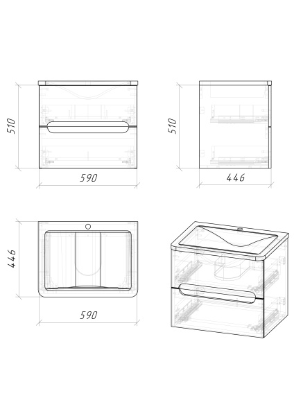Тумба под раковину Grossman Адель-Норма-60 106038 фото