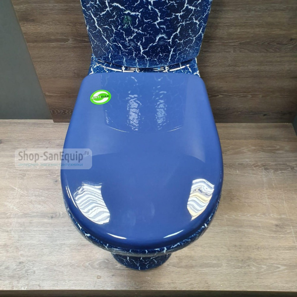 Унитаз-компакт напольный Rosa Премьер 463287 синий кракелюр, с сиденьем фото