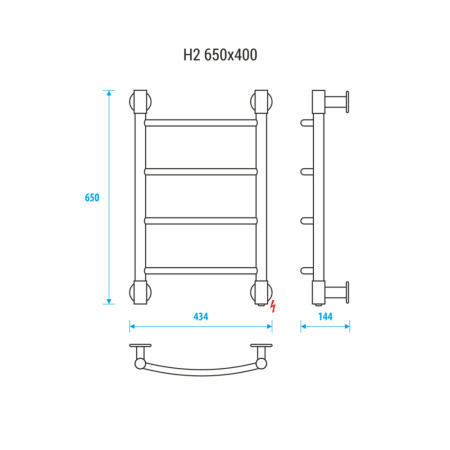Электрический полотенцесушитель Energy H2 EETR0000H2654000000 65x40 фото