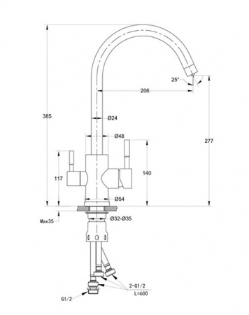Смеситель для кухни кухни с фильтром для воды Ewigstein 34235168 черный фото