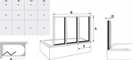Шторка для ванны складная Ravak Supernova VS3 795V0U00ZG сатин/grape фото