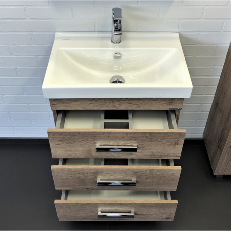 Тумба Comforty Никосия-60Н дуб темный с раковиной Fest 60 F01 00-00008852 фото