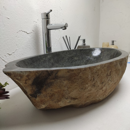 Накладная раковина из речного камня RS01315 (74*38*16) фото