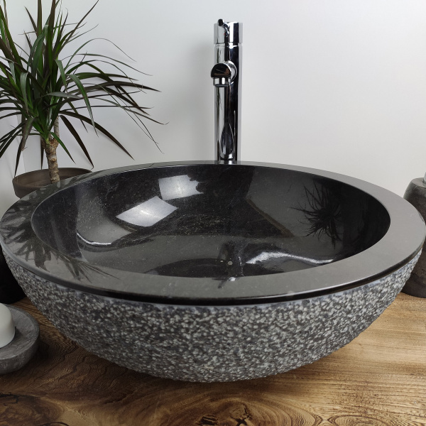 Раковина из мрамора Indo Bowl Dotted Black Medium BM-00027 фото
