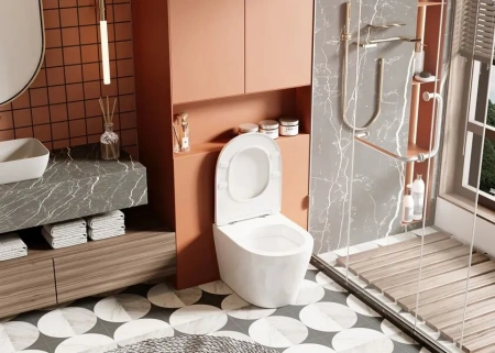 Приставной унитаз безободковый Abber Bequem AC1113 с сиденьем фото